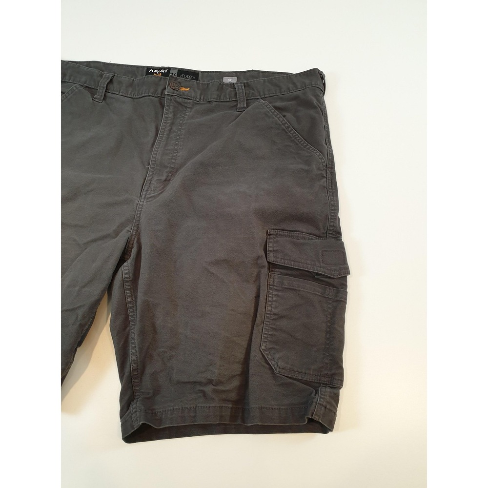 Ariat Rebar Cargo Shorts Mens 42 Gray M4 Relaxed Utility Workwear Cotton Blend - Picture 2 of 16